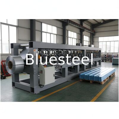 380V/50HZ/3Fase Roof Panel Roll Forming Machine met Cr12Mov Cutter en 10-25m/min Forming Speed